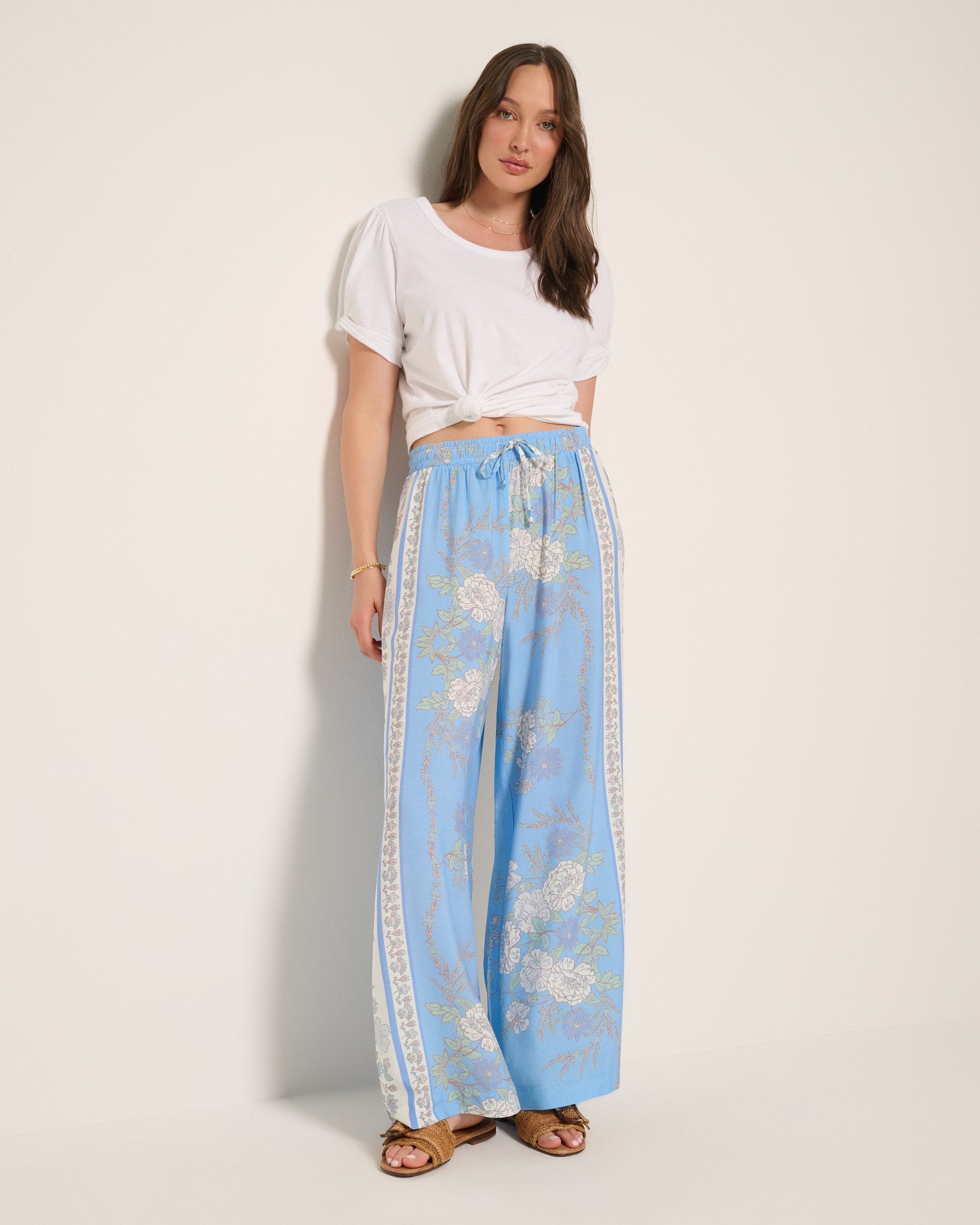 French Blue $|& SEAS Zuma Smocked Waist Pant - UGC On Fig