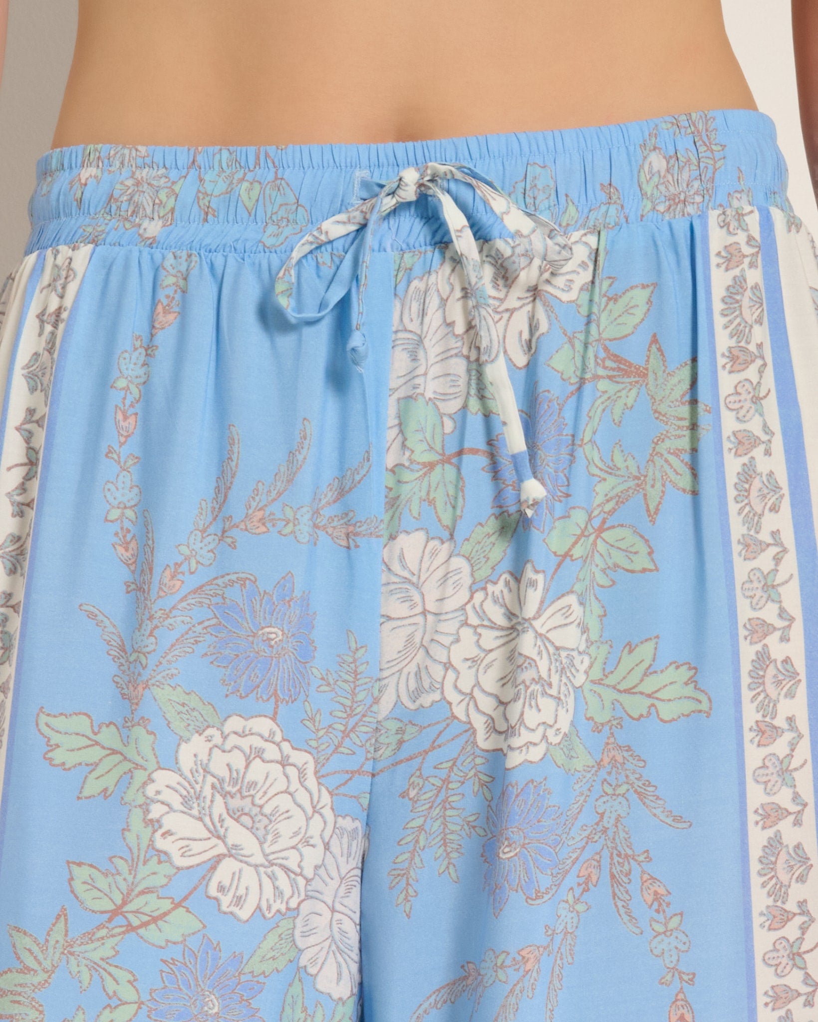 French Blue $|& SEAS Zuma Smocked Waist Pant - SOF Full Front
