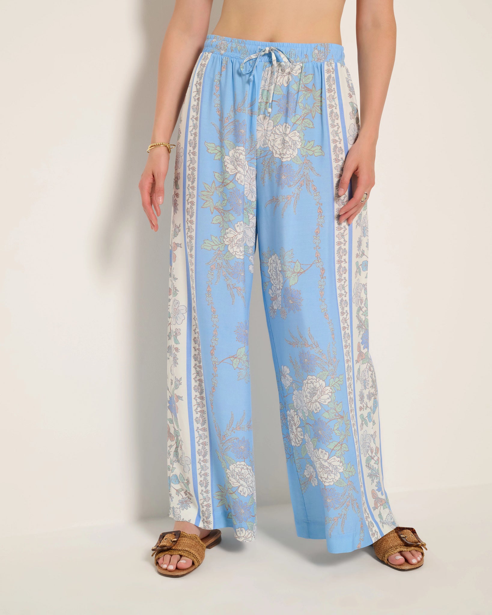 French Blue $|& SEAS Zuma Smocked Waist Pant - SOF Front