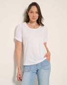 White $|& SEAS Destiny Twist Sleeve Tee - VOF Side