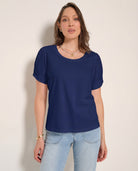 Sapphire $|& SEAS Destiny Twist Sleeve Tee - VOF Front
