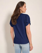 Sapphire $|& SEAS Destiny Twist Sleeve Tee - SOF Back