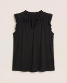 Black $|& SEAS Macy Ruffle Knit Top - Hanger Detail