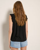 Black $|& SEAS Macy Ruffle Knit Top - SOF Back