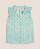 Seaglass $|& SEAS Macy Printed Ruffle Knit Top - Hanger Detail