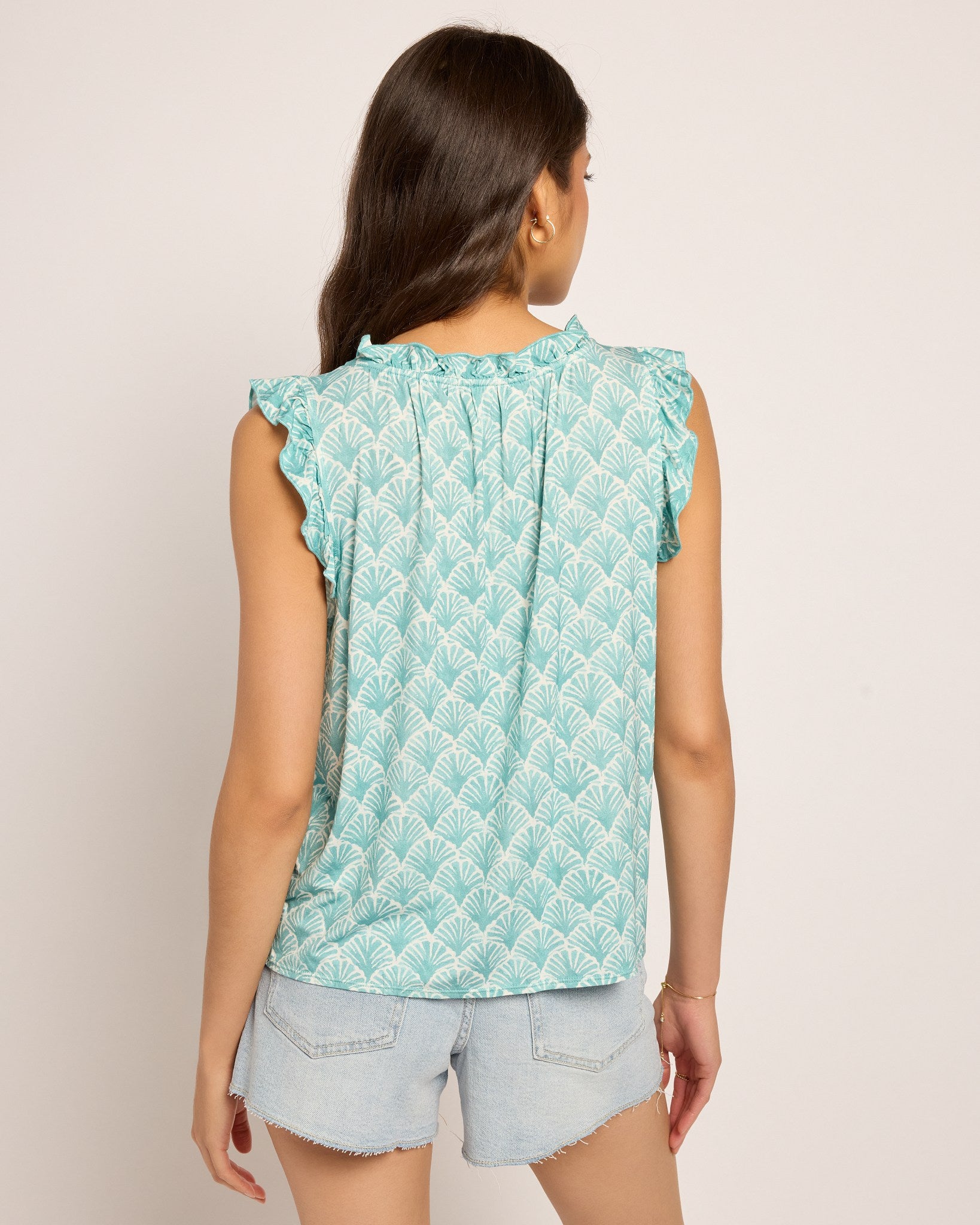 Seaglass $|& SEAS Macy Printed Ruffle Knit Top - SOF Back