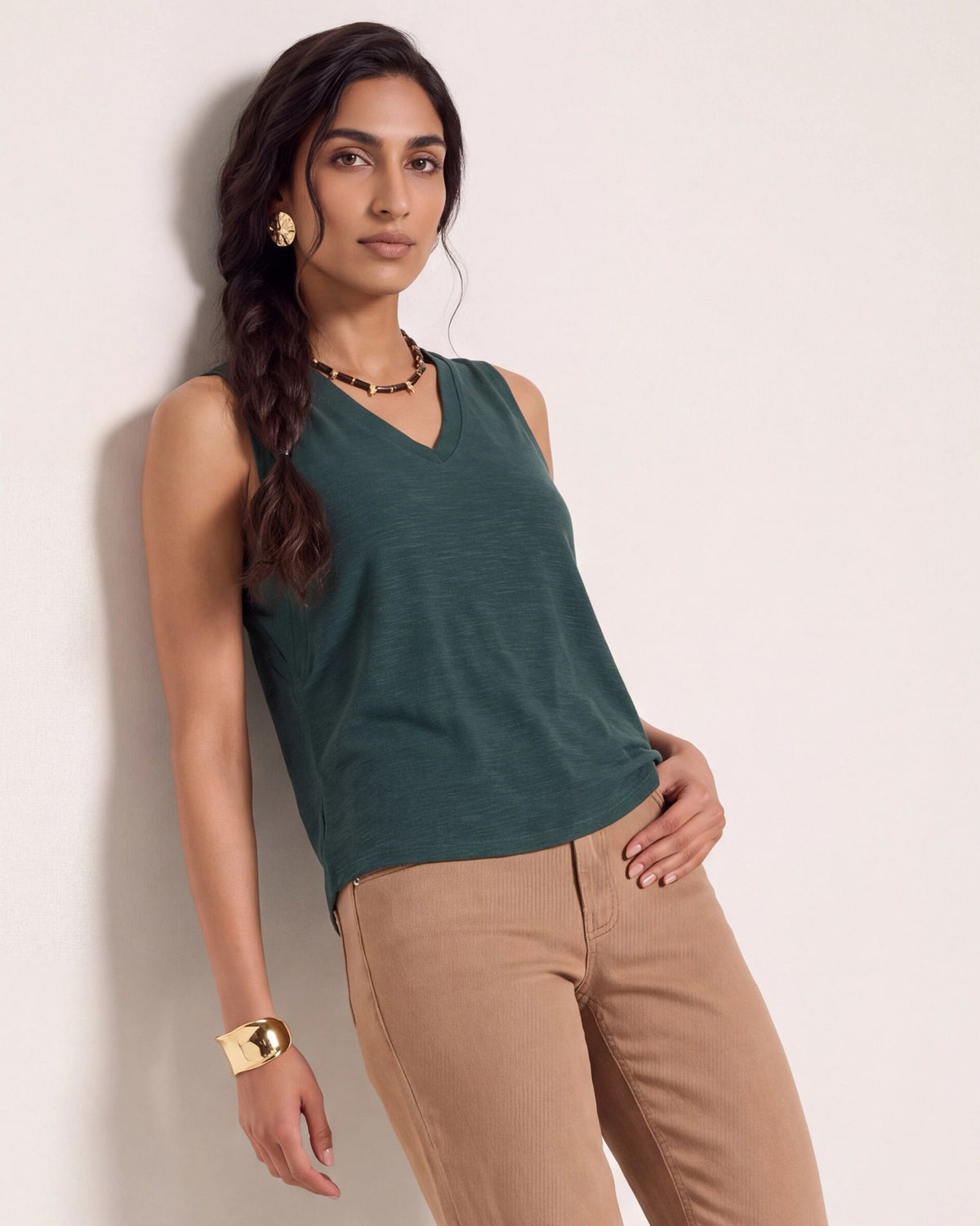 Hunter Green $|& Herizon Springtime V-Neck Tank - SOF Front