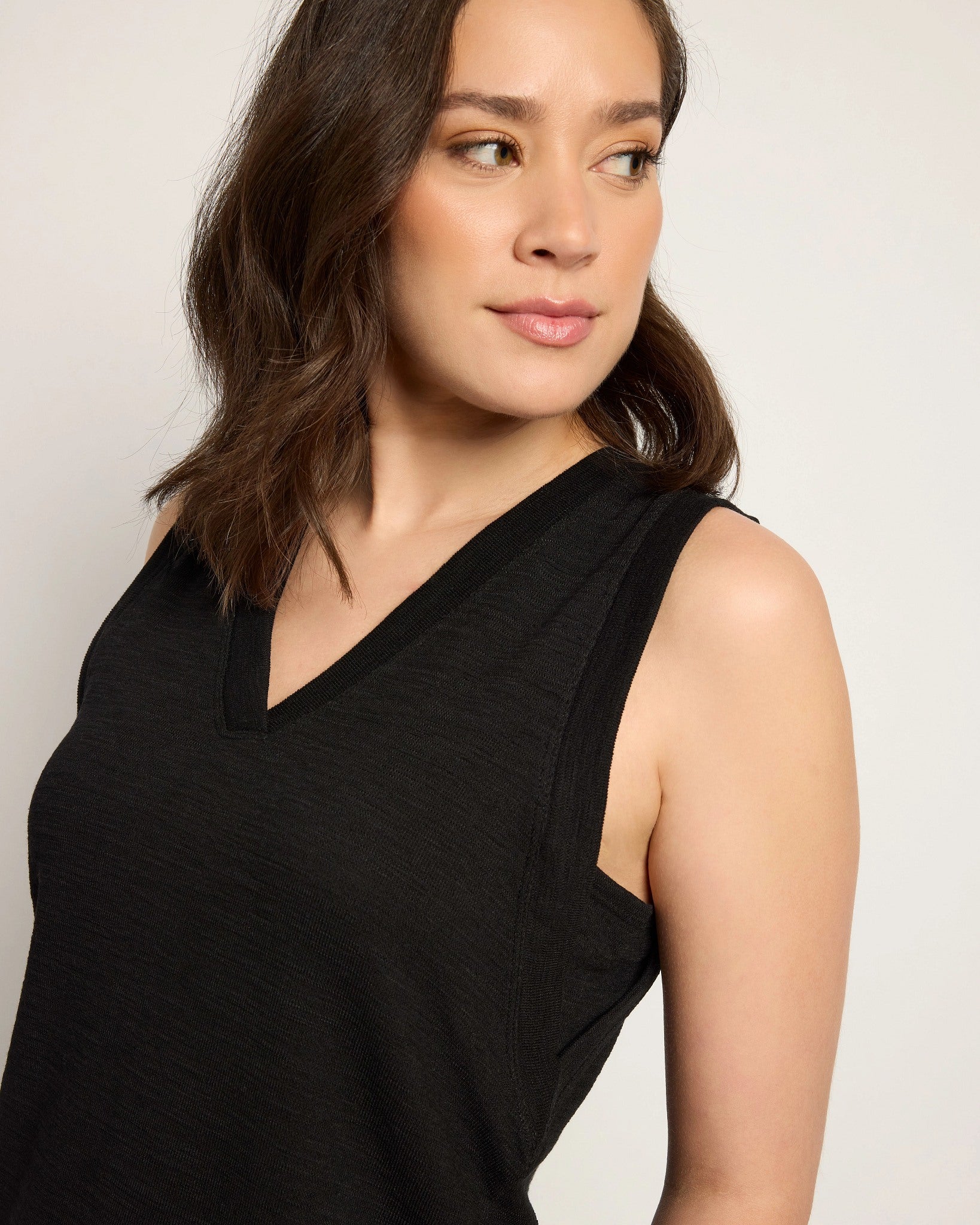 Black $|& Herizon Springtime V-Neck Tank - SOF Full Front