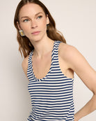 White Sapphire $|& SEAS Surfside Stripe Scoop Tank - SOF Full Front