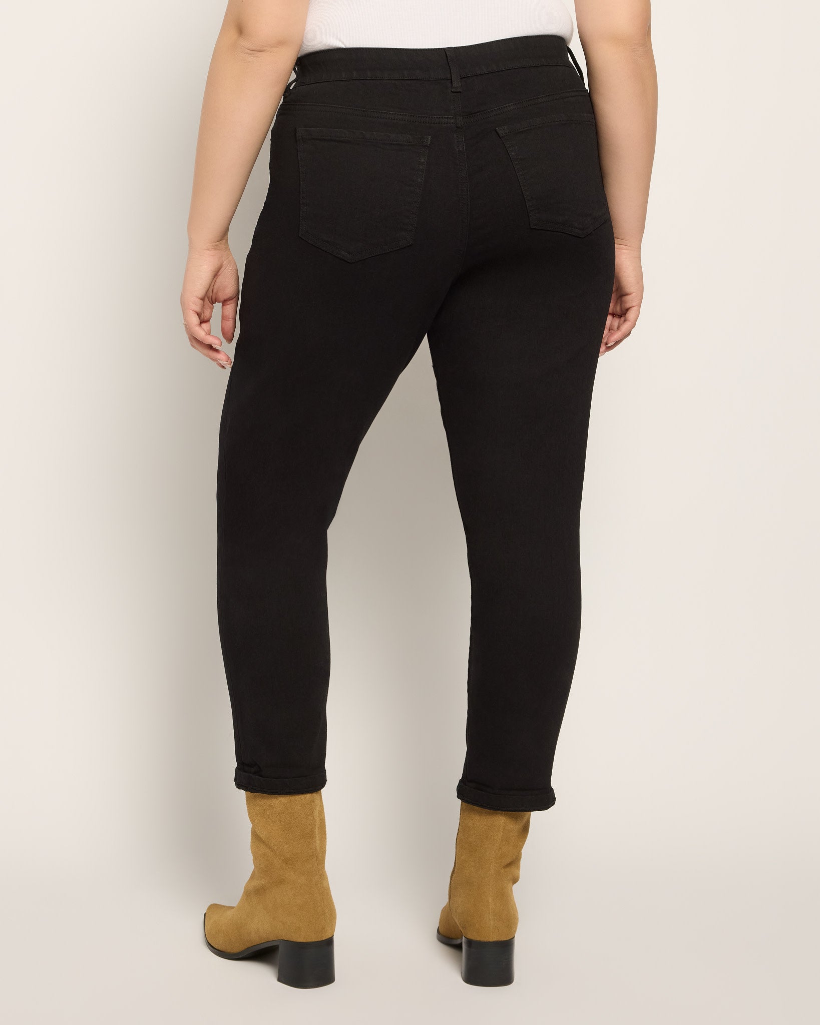Black $|& SEAS Cyndi Cuffed Ankle Skinny Jeans - SOF Back