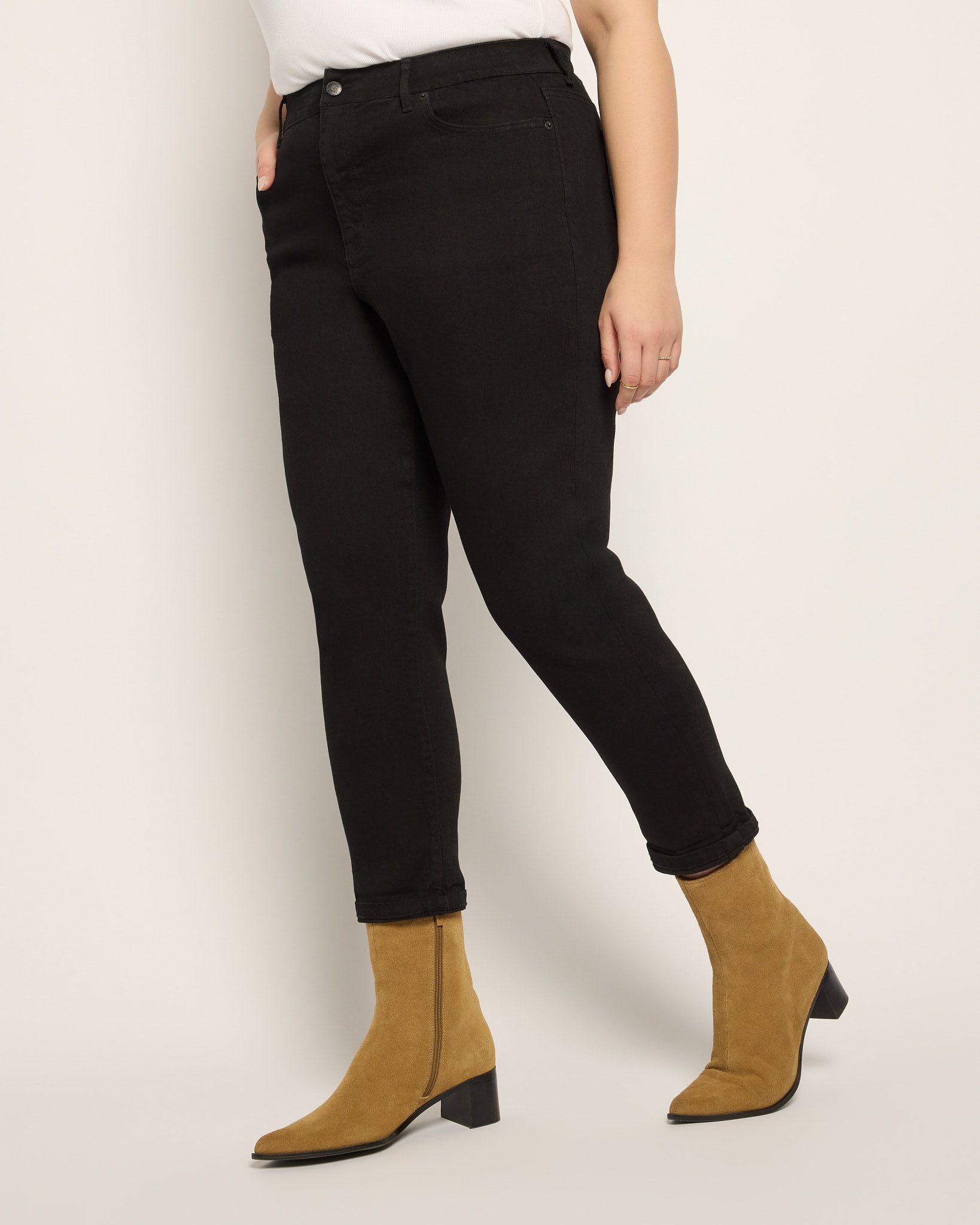 Black $|& SEAS Cyndi Cuffed Ankle Skinny Jeans - VOF Front