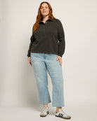 Washed Black $|& Herizon Pine Henley Sweatshirt - UGC On Fig