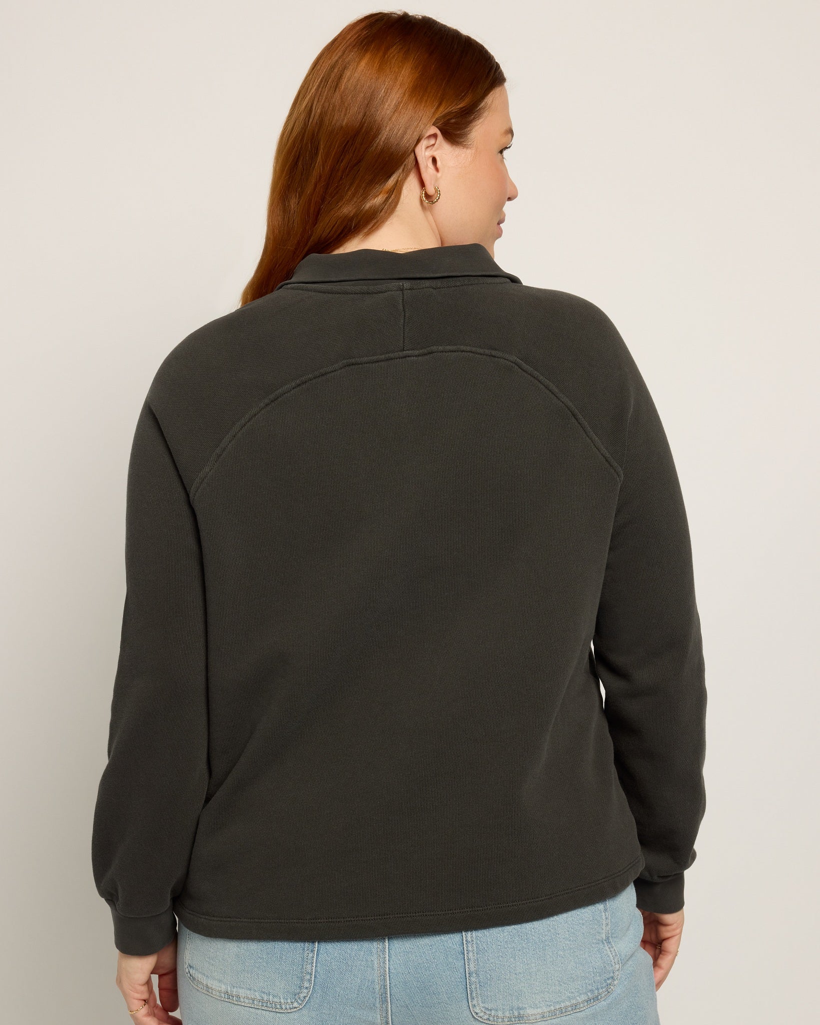 Washed Black $|& Herizon Pine Henley Sweatshirt - SOF Back