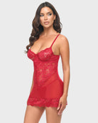 Red $|& Oh La La Cheri Page Lace Chemise with G-String - Hanger Front