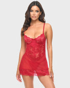 Red $|& Oh La La Cheri Page Lace Chemise with G-String - VOF Detail