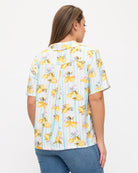 Lemon Multi $|& West Kei Short Sleeve Button Front Top - Hanger Side