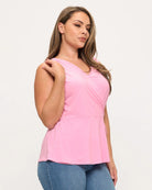 Pink $|& West Kei Knit Sleeveless Wrap Top - Hanger Front