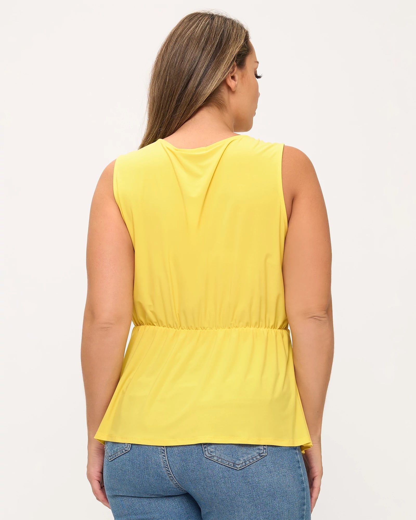 Lemon $|& West Kei Knit Sleeveless Wrap Top - Hanger Side