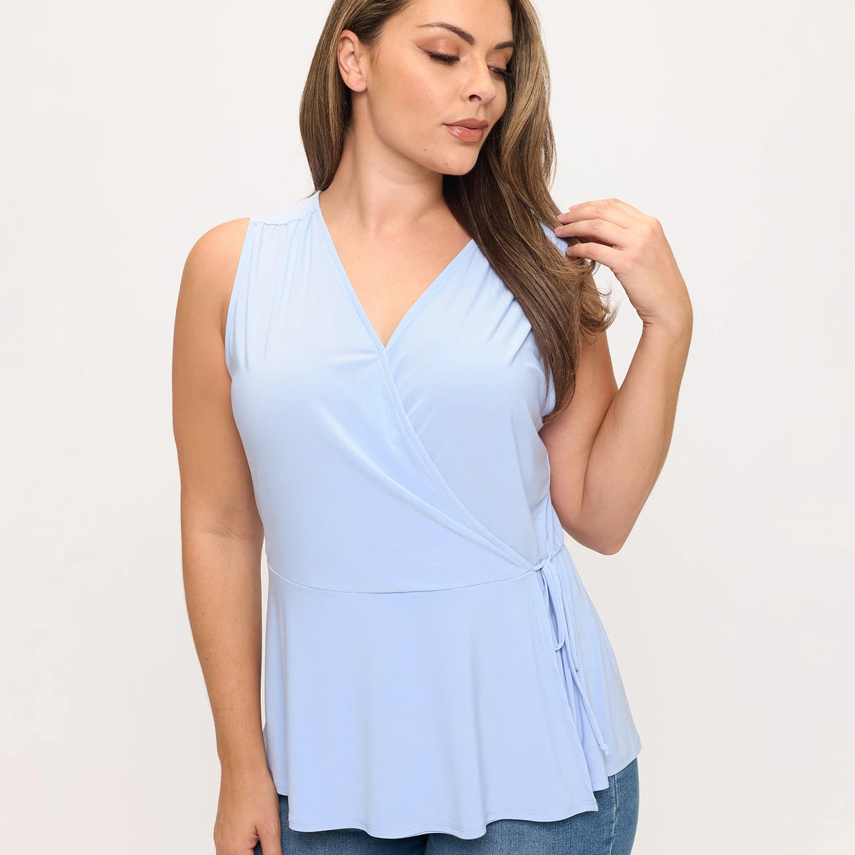 Plus Size Knit Wrap Top - Flattering Sleeveless Peplum – Wantable