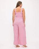 Pink $|& West Kei Smocked Wide Leg Jumpsuit - Hanger Side