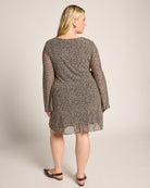 Leopard Mesh $|& Loveappella Long Sleeve Short Dress - SOF Back