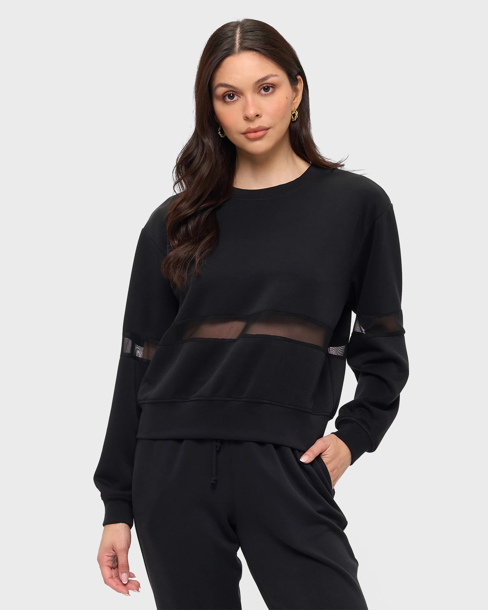 Black $|& Brooklyn Isles Scuba Pullover with Mesh Inset - VOF Detail