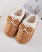 Camel $|& KNC Bow Suede Slipper - VOF Detail