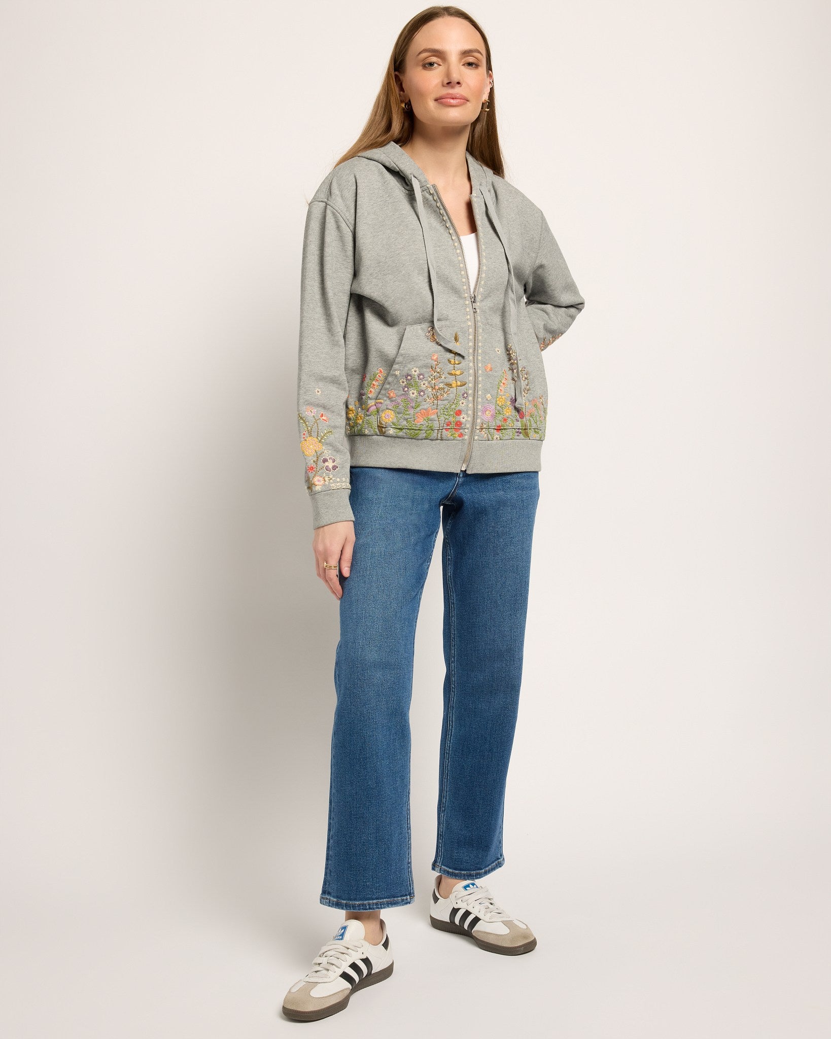 Flower Fields $|& Driftwood Hallie Full Zip Embroidered Sweatshirt - UGC On Fig