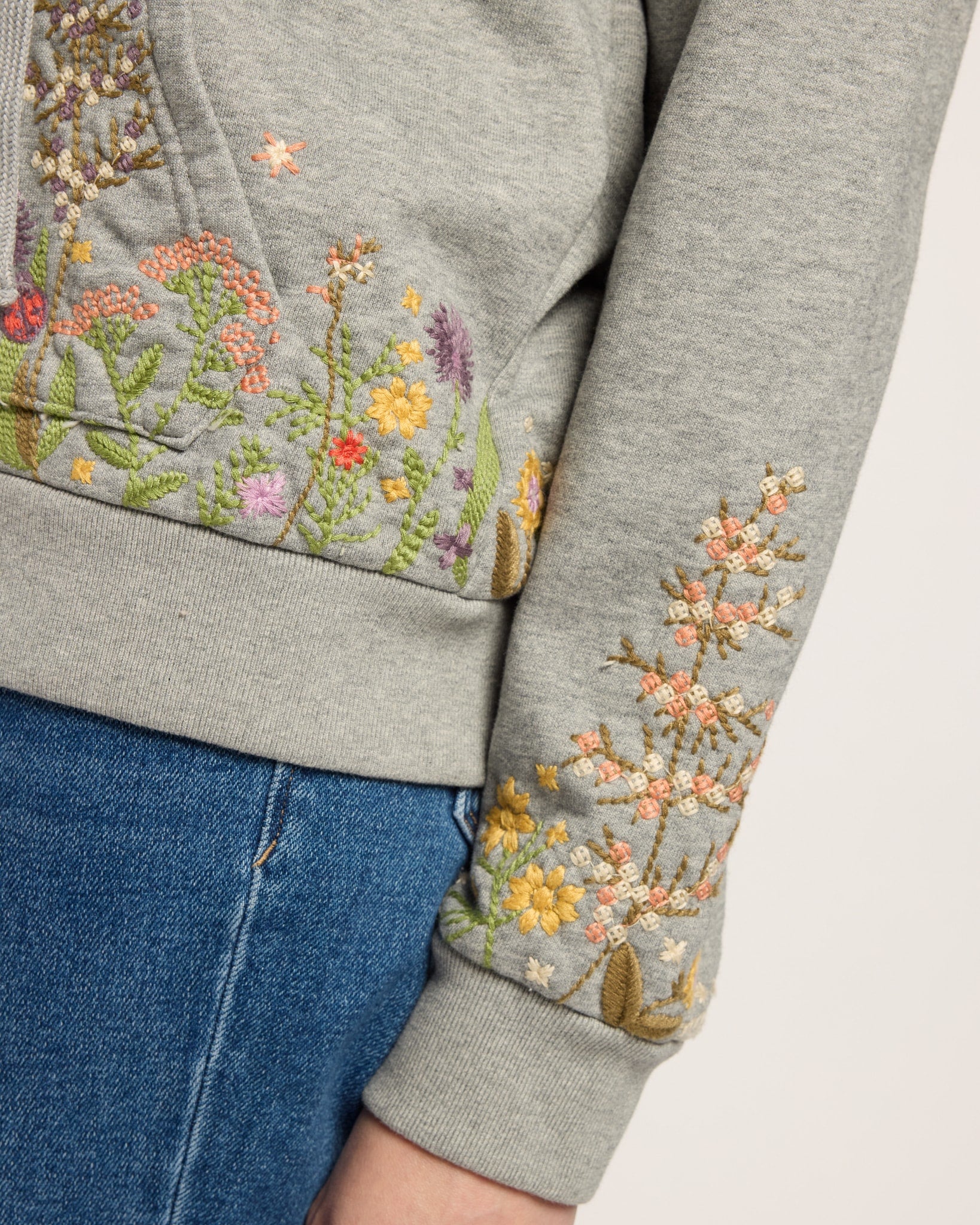 Flower Fields $|& Driftwood Hallie Full Zip Embroidered Sweatshirt - SOF Full Front