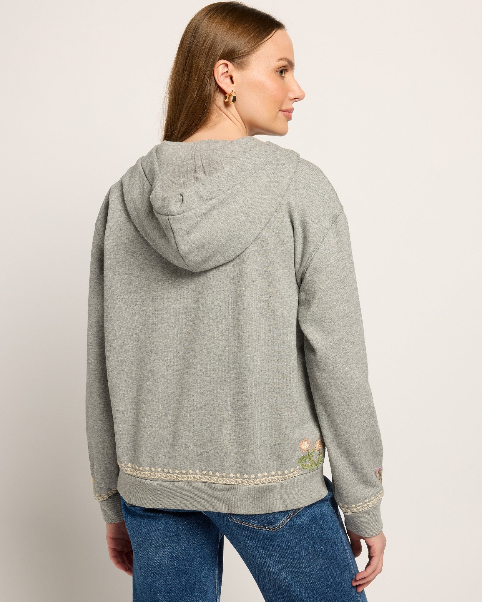 Flower Fields $|& Driftwood Hallie Full Zip Embroidered Sweatshirt - SOF Back