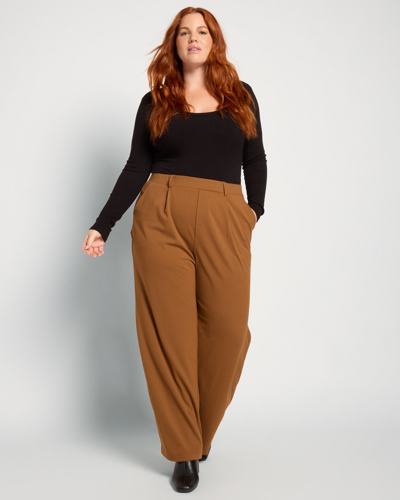 Chocolate $|& Bobeau Pleat Pant with Pockets - UGC On Fig