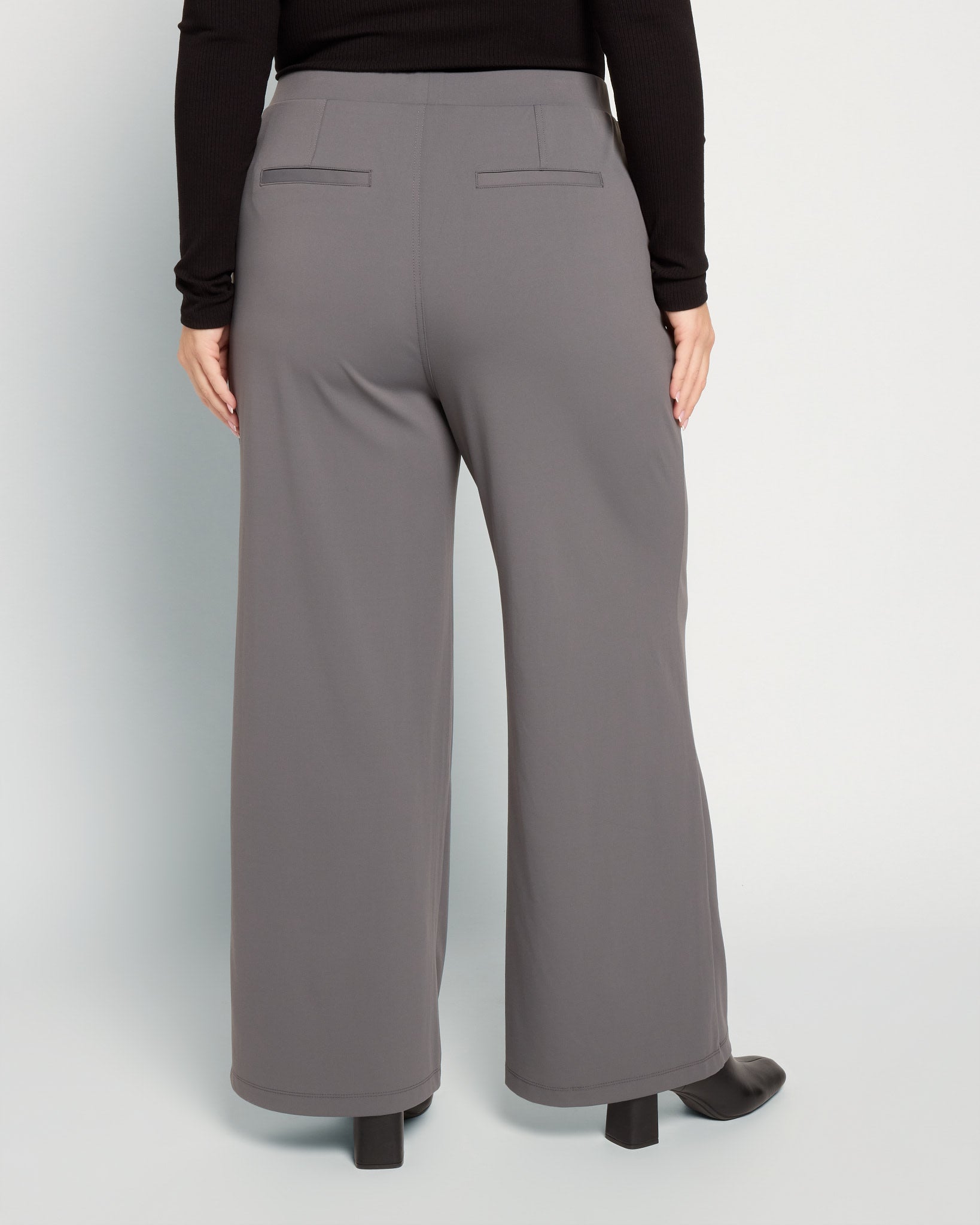Plus Size Pleated Wide Leg Pants - High-Rise Knit Comfort – Wantable