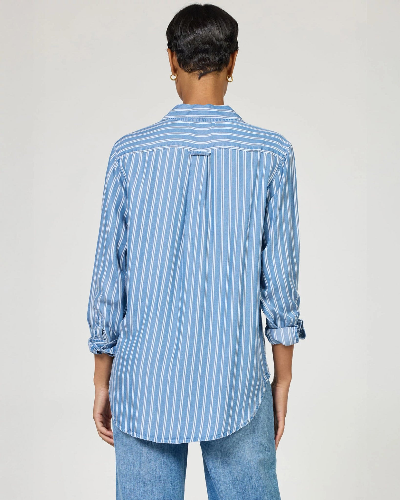 Imperial Blue $|& Dear John Galina Stripe Button Up Shirt - Hanger Side