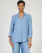 Imperial Blue $|& Dear John Galina Stripe Button Up Shirt - VOF Detail