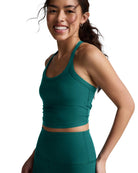 Teal Sea Heather $|& Beyond Yoga Spacedye On The Up Cropped Tank - Hanger Front