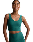 Teal Sea Heather $|& Beyond Yoga Spacedye Good Day Long Line Bra - VOF Detail