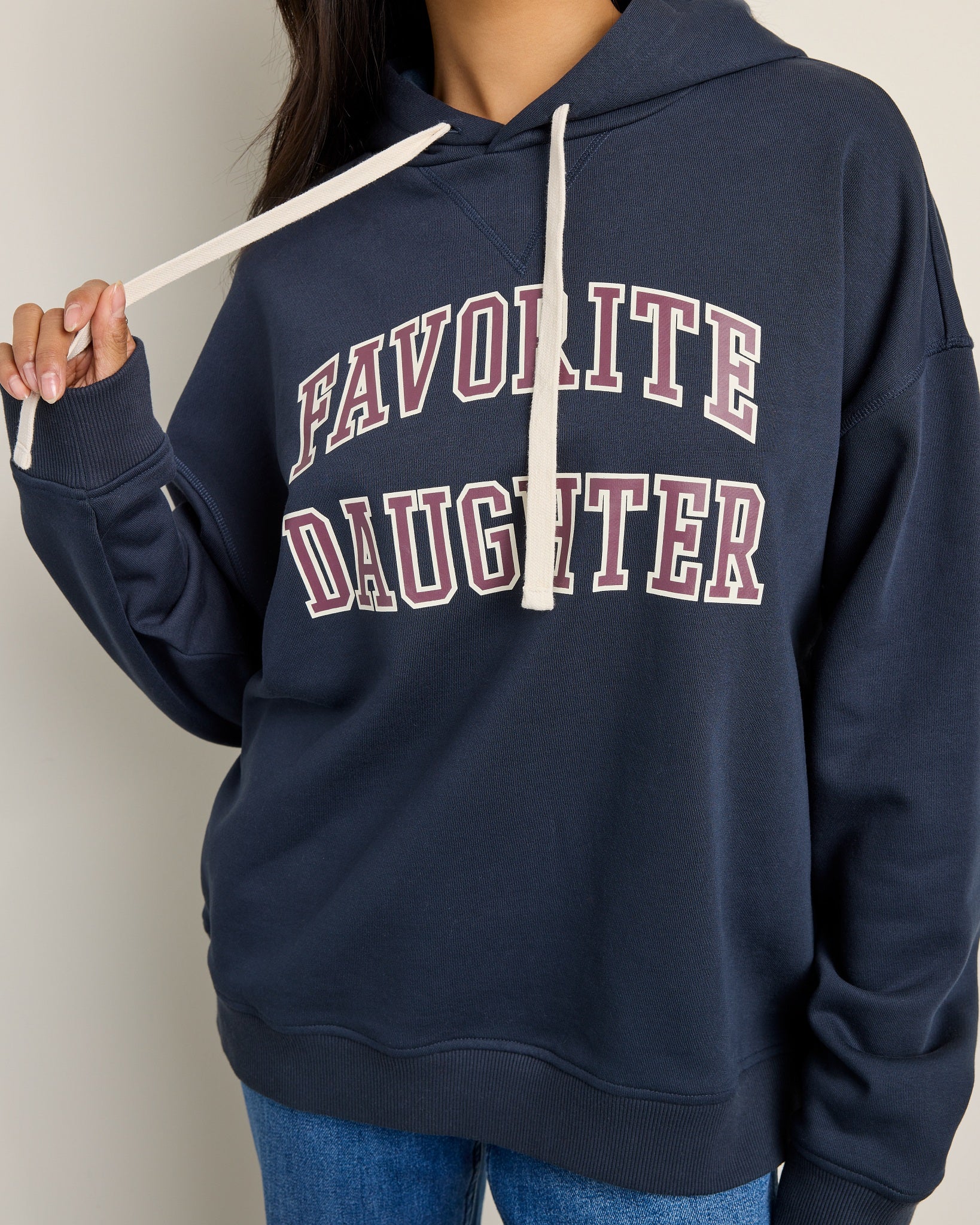 Navy/Burgundy $|& Favorite Daughter Favorite Daughter Collegiate Hoodie - SOF Full Front