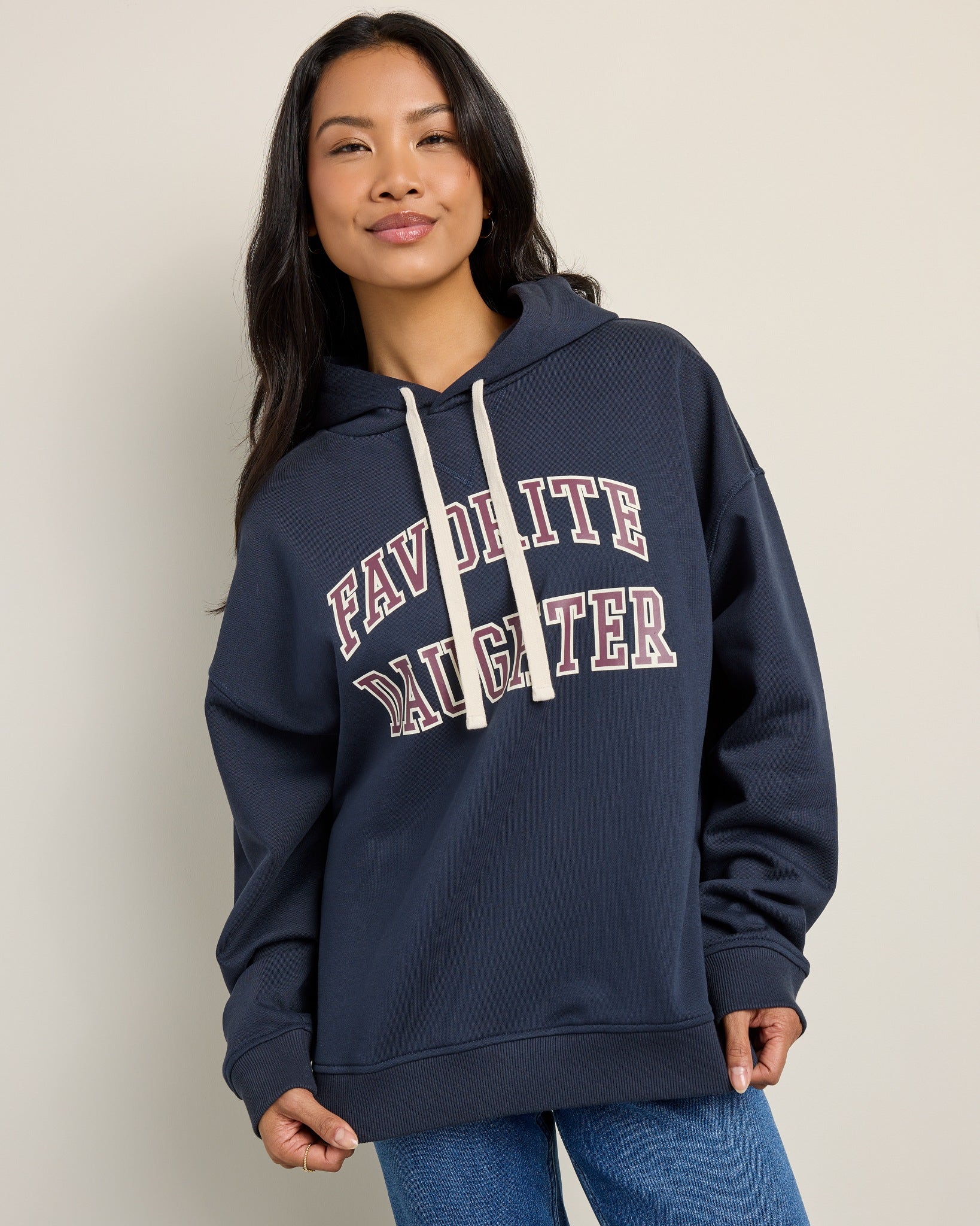 Navy/Burgundy $|& Favorite Daughter Favorite Daughter Collegiate Hoodie - SOF Front