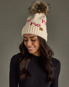 Beige/Red $|& Panache Apparel Ho Ho Ho Pom Hat - Hanger Front