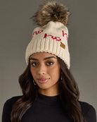 Beige/Red $|& Panache Apparel Ho Ho Ho Pom Hat - VOF Detail