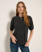 Faded Black $|& SEAS Meadow Shirred Sleeve Tee - VOF Front