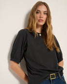 Faded Black $|& SEAS Meadow Shirred Sleeve Tee - VOF Side
