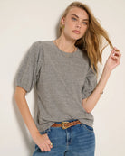 Heather Grey $|& SEAS Meadow Shirred Sleeve Tee - SOF Full Front