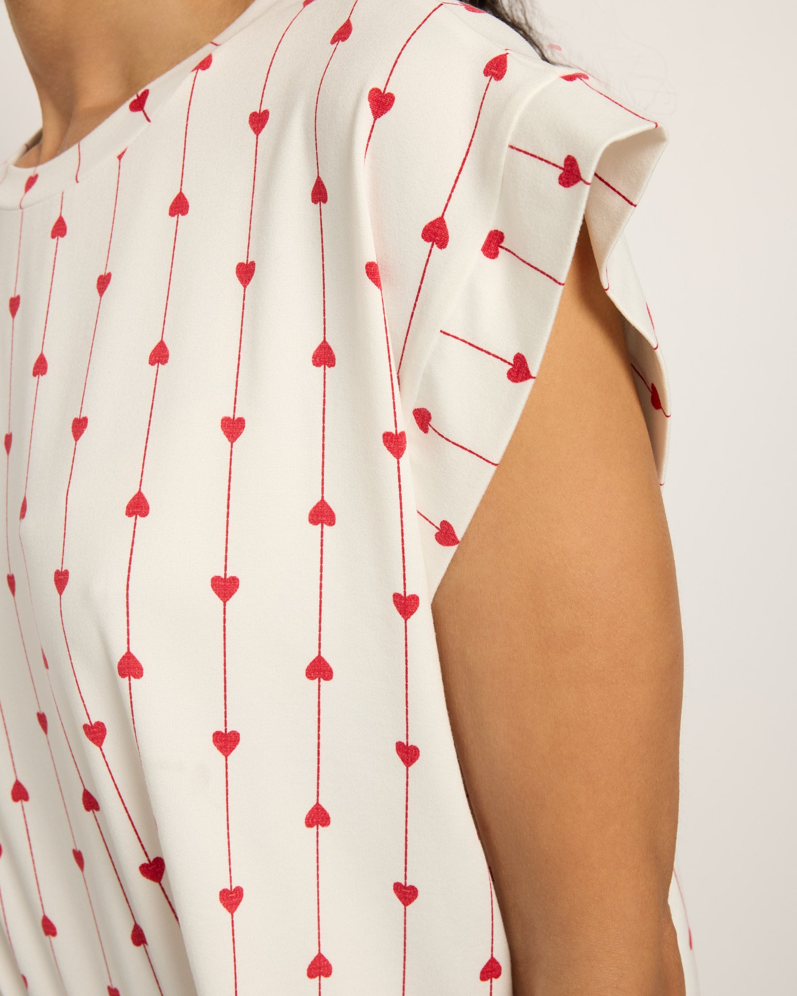 Red Hearts $|& Bobeau Butterknit Boxy Tee with Side Slit Shorts - SOF Full Front