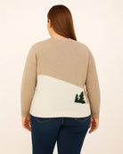 Taupe $|& Dreamers Crewneck Snowy Barn Sweater - Hanger Side