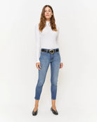 Light Indigo $|& Oliver Logan Cooper Mid Rise Skinny Jeans - VOF Detail