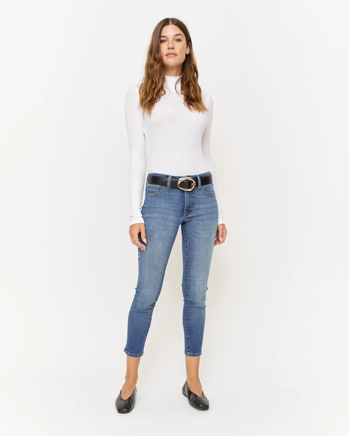Light Indigo $|& Oliver Logan Cooper Mid Rise Skinny Jeans - VOF Detail