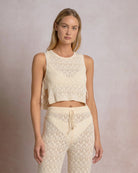 Natural $|& Elan Crew Neck Side Tie Top - VOF Detail