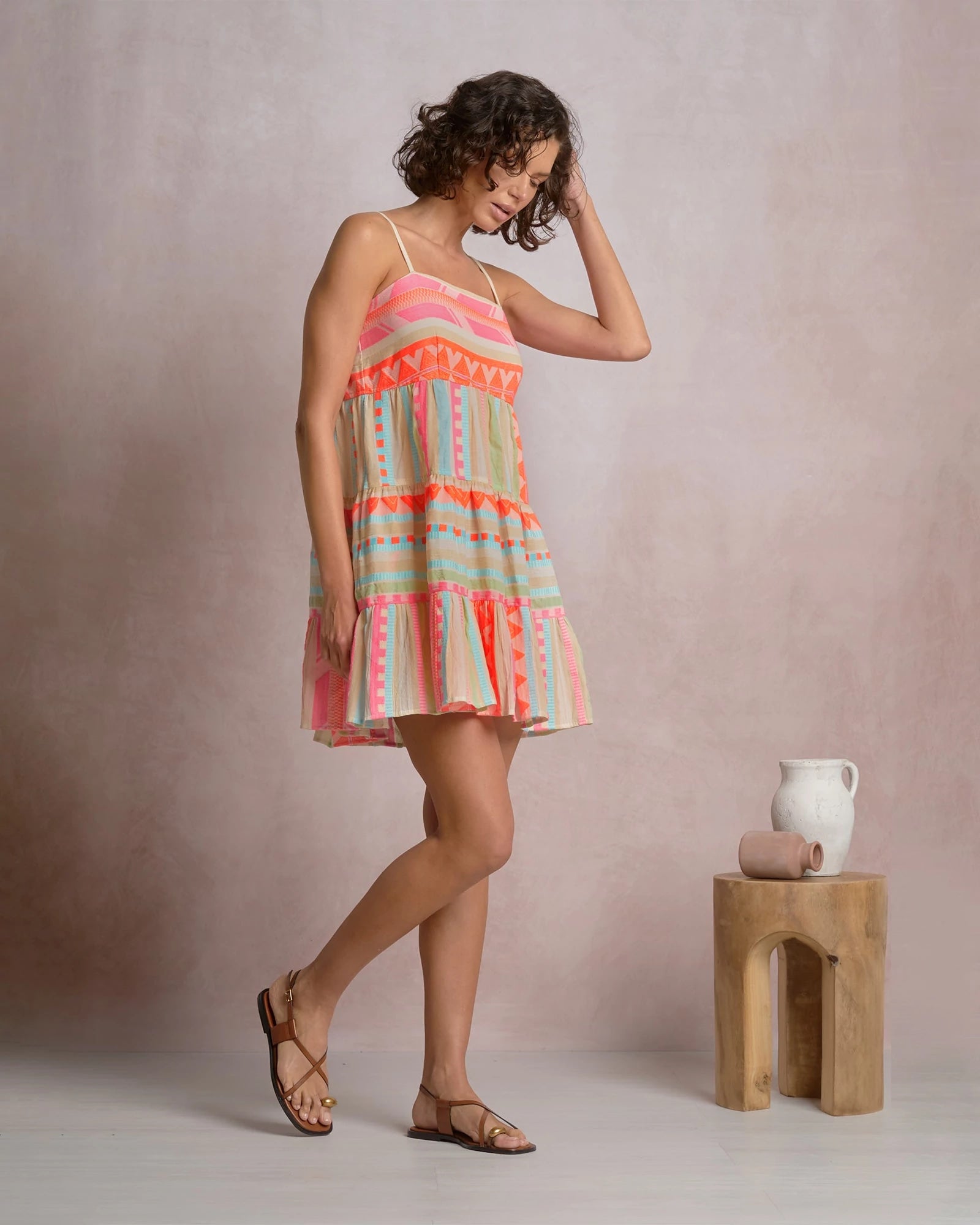 Neon Aztec $|& Elan Printed Swing Mini Dress - Hanger Front