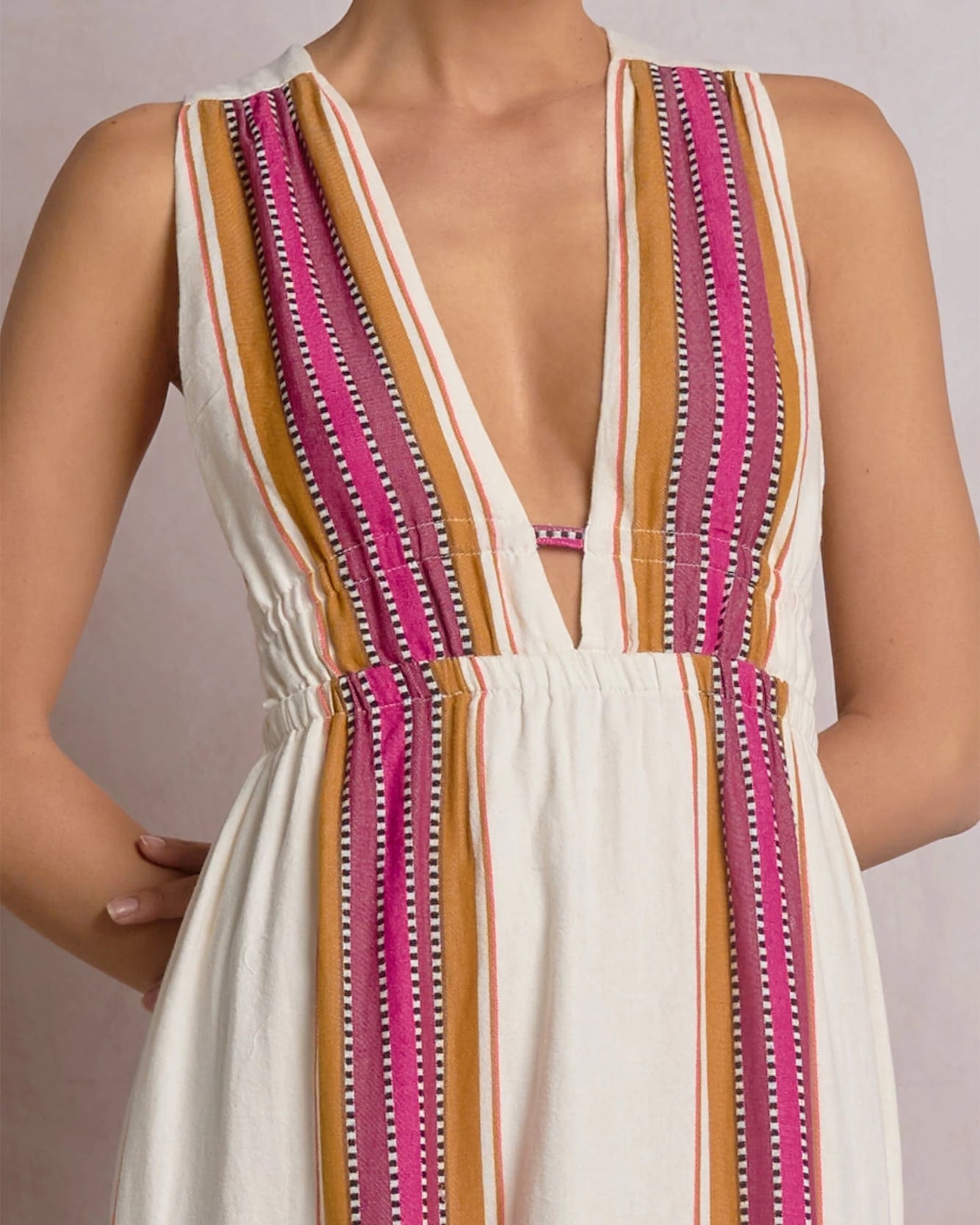 Natural Pink $|& Elan Open Back Halter Maxi Dress - SOF Side